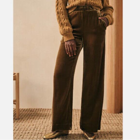 Faherty Pants - NWT Faherty Stretch Silk Velvet Genevieve Pants Green Size Large